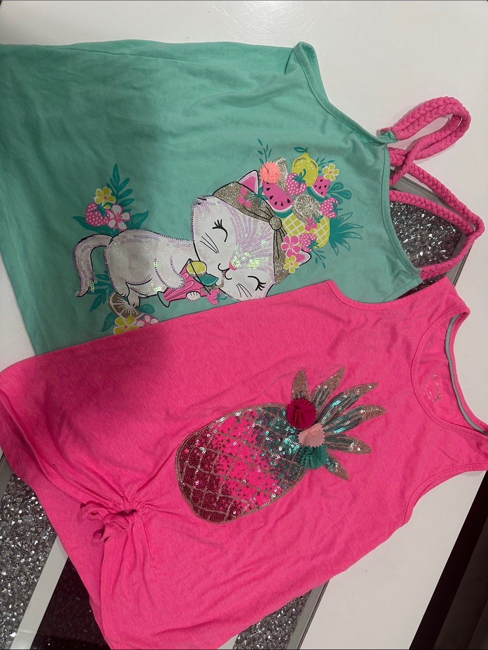 Cynthia Rowley Girls' Hot Pink Pineapple Sequin Tank